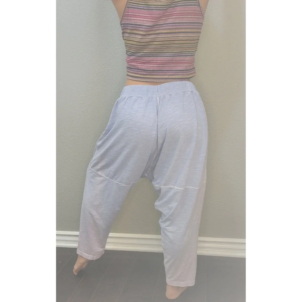 Free People Harem Pants Small Light Blue Drop Crotch Slub Knit Joggers Boho